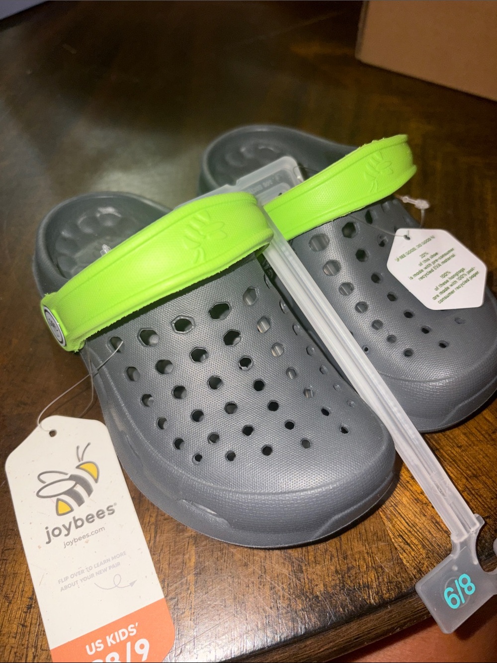 Joybees Kids' Gray Sandals with Neon Green Strap